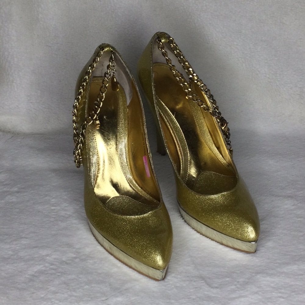 Babyphat Kimora Lee Simmons Gold Chrome Heels size 7B